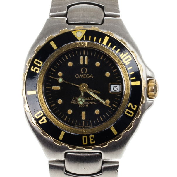 Omega Black Stainless Steel Seamaster Women's Wristwatch 26MM