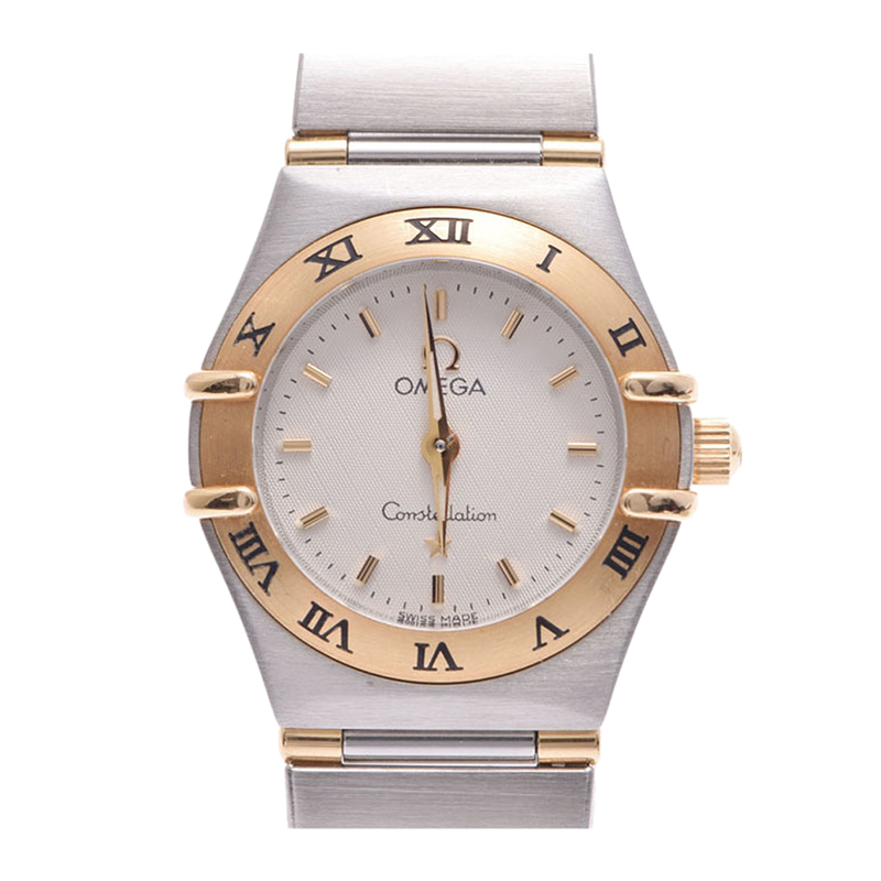 Pre Owned Omega White 18K Rose Gold and Stainless Steel Constellation Women's Wristwatch 23MM