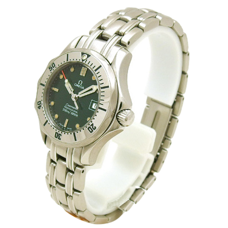 Omega Green Stainless Steel Seamaster Women's Wristwatch 29MM