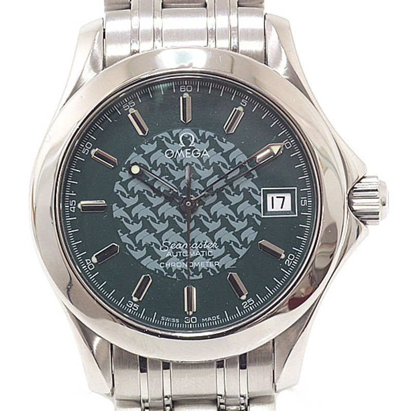 

Omega Green Stainless Steel Seamaster Women's Wristwatch