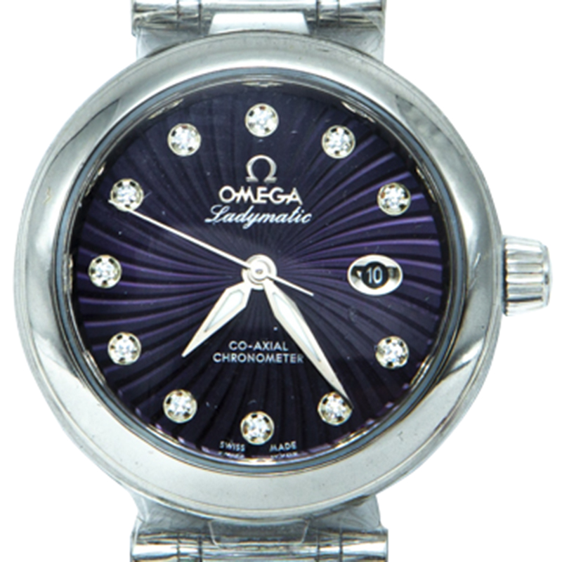 

Omega Purple Stainless Steel Deville Ladymatic Diamond Women's Watch