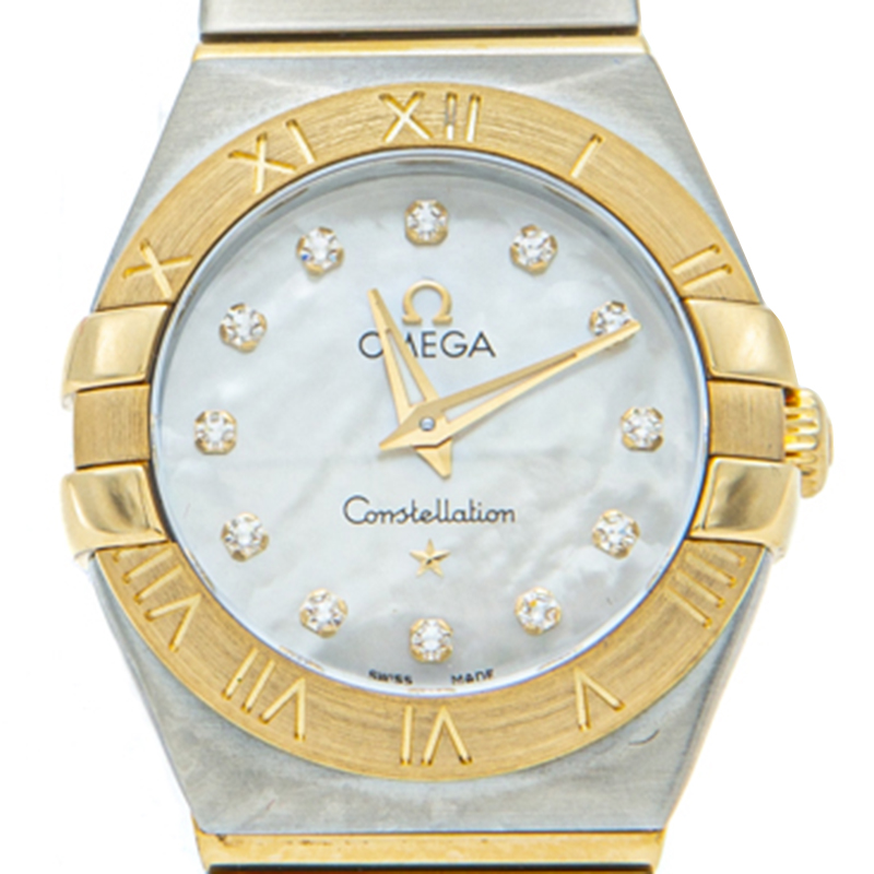 

Omega White Mop Yellow Gold & Steel Constellation Diamond Women's Watch
