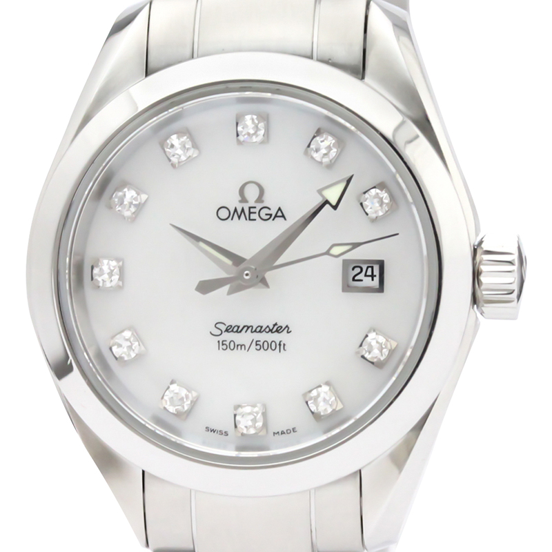

Omega White Stainless Steel Seamaster Aqua Terra Diamond MOP