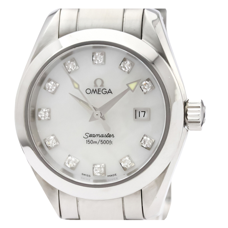 

Omega White Stainless Steel Seamaster Aqua Terra Diamond MOP