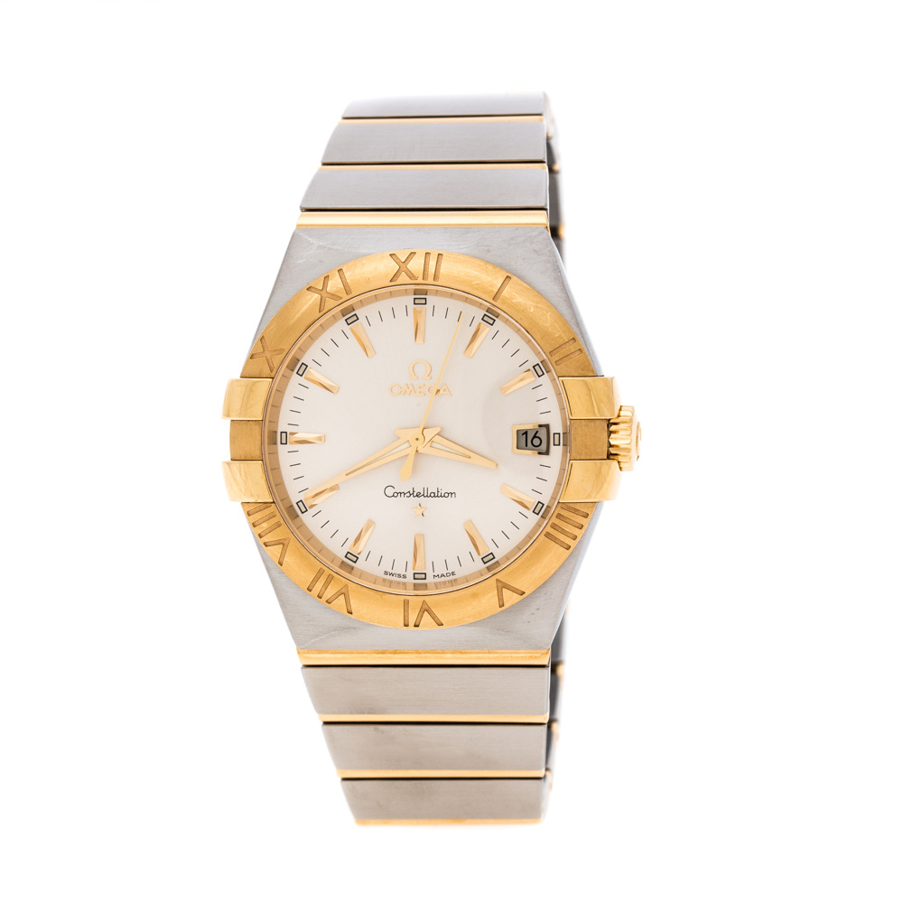 Omega Silver Stainless Steel and 18K Yellow Gold Constellation 396.2011 Women's Wristwatch 34 mm