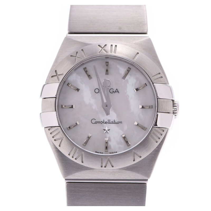 Pre-owned Omega Shell And Stainless Steel Constellation Blush Women's Wristwatch 24mm In Silver