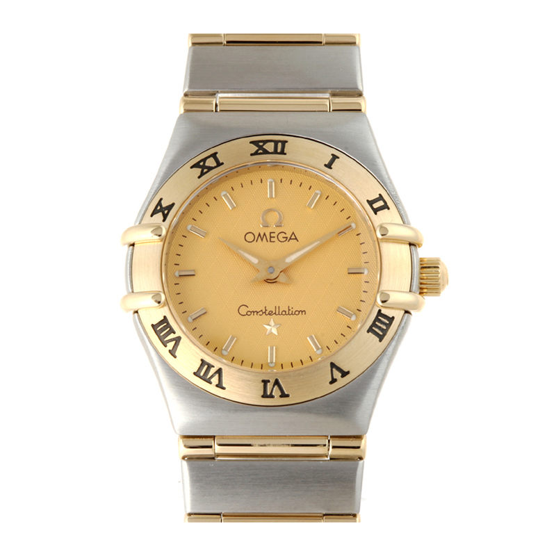 Pre Owned Omega Champagne 18K Yellow Gold and Stainless Steel Constellation Mini 1262.10 Women's Wristwatch 24MM