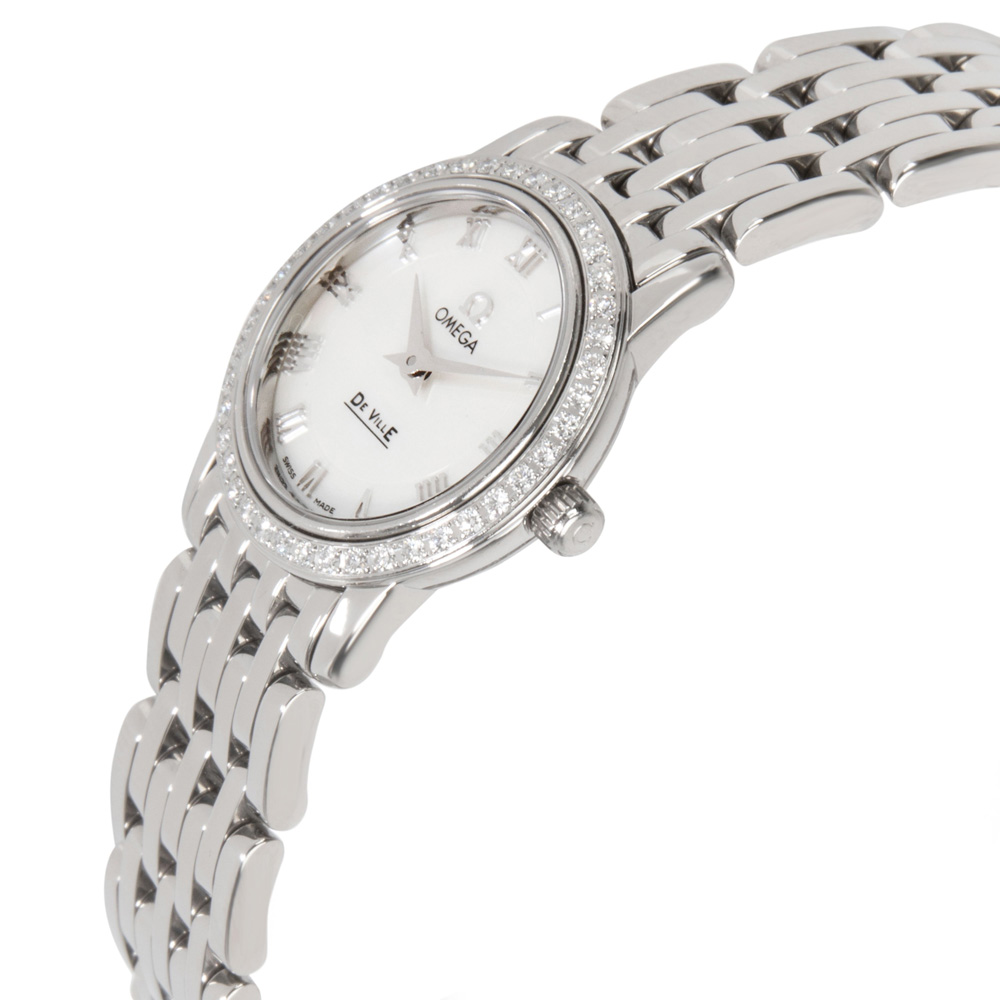 

Omega White Stainless Steel Diamond DeVille Prestige