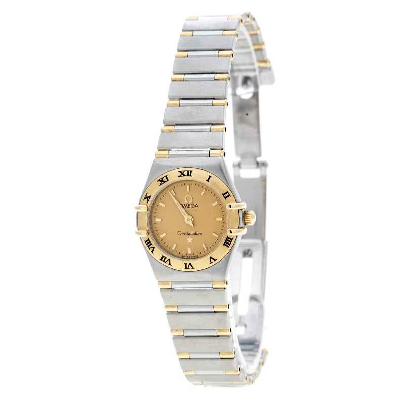 Pre Owned Omega Gold 18K Yellow Gold and Stainless Steel Constellation 795.1203 Women's Wristwatch 22 mm