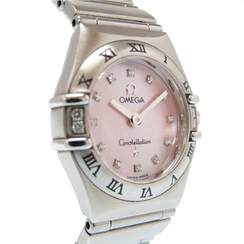 

Omega Pink MOP Diamonds Stainless Steel Constellation Mini My Choice Women's Wristwatch