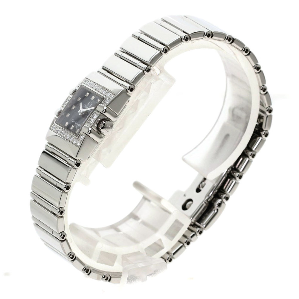 

Omega Black Diamonds Stainless Steel Constellation Quadra Quartz Women's Wristwatch