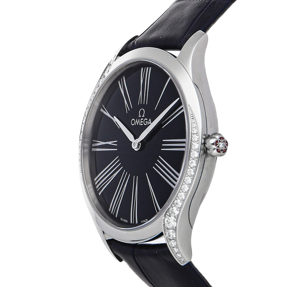 

Omega Black Stainless Steel Diamonds Deville Tresor