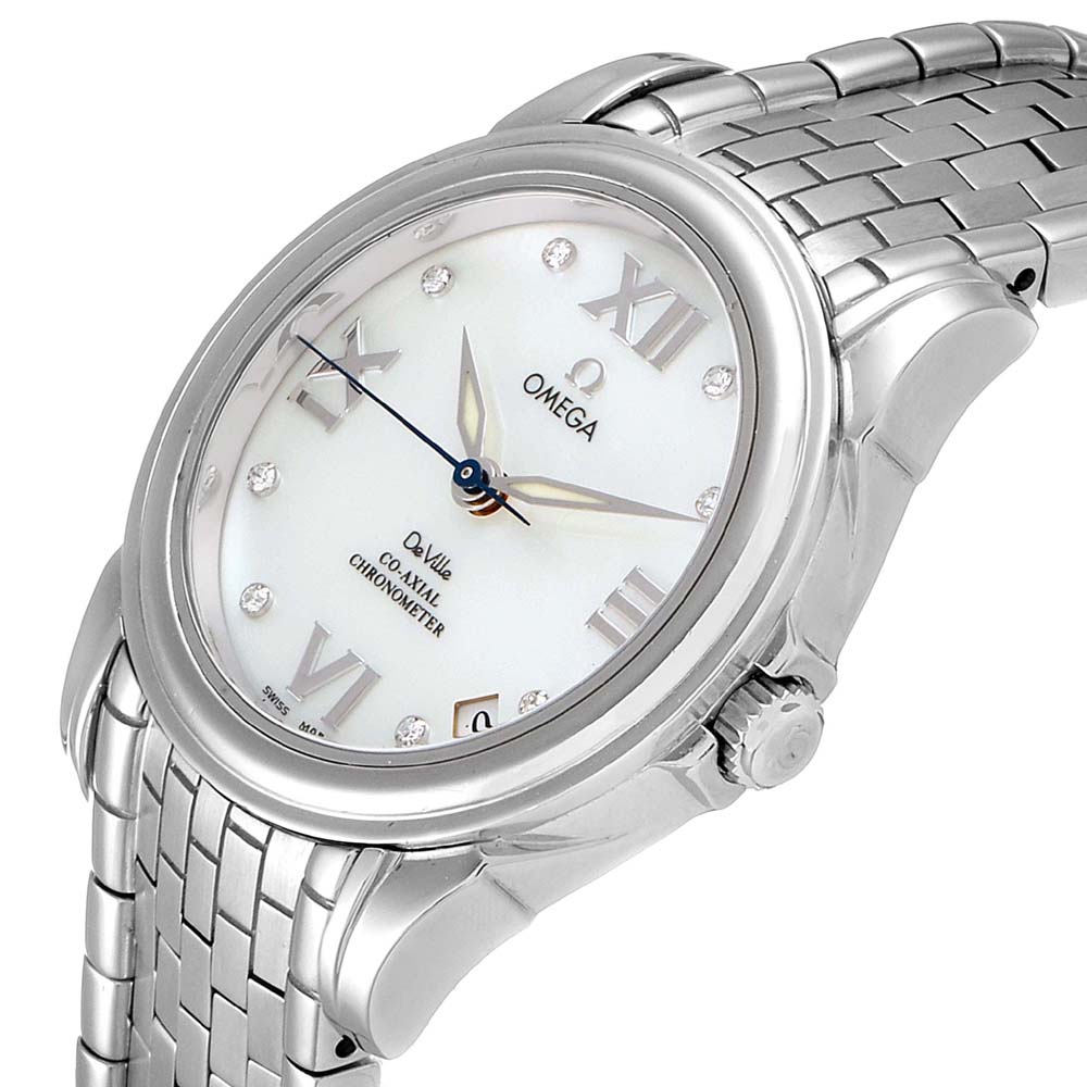 

Omega White MOP Diamond Stainless Steel DeVille Co-Axial