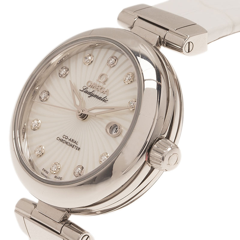 

Omega Mother of Pearl Stainless Steel Ladymatic Women's Wristwatch, Cream