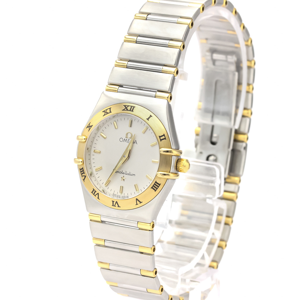 

Omega Silver 18k Yellow Gold And Stainless Steel Constellation 1372.30 Quartz Women's Wristwatch 25 MM