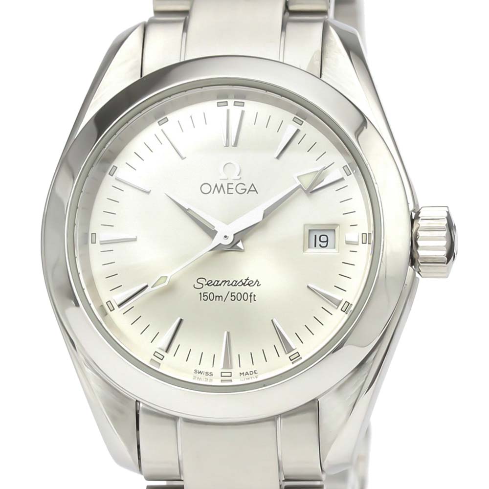 Pre-owned Omega Silver Stainless Steel Seamaster Aqua Terra 2577.30 Quartz Women's Wristwatch 29 Mm