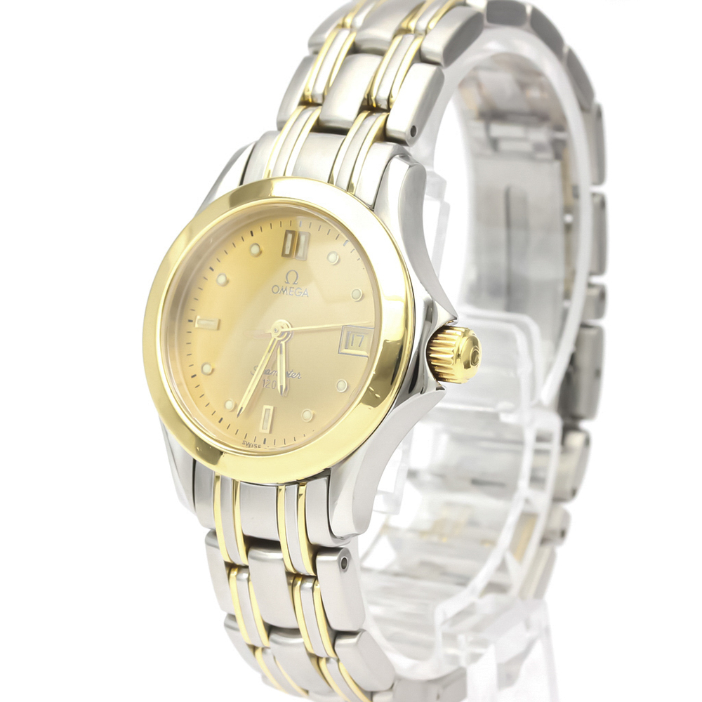 

Omega Champagne 18K Yellow Gold And Stainless Steel Seamaster Quartz Women's Wristwatch 26 MM