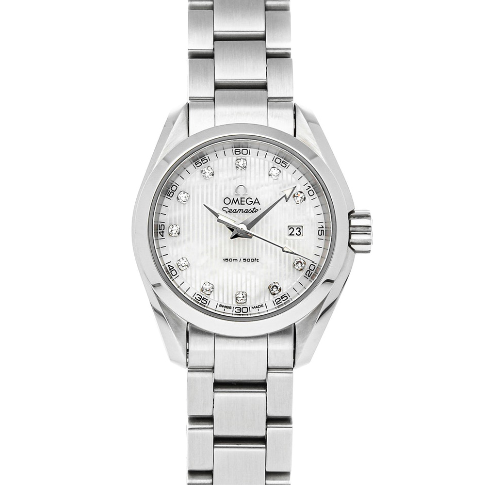 Pre-owned Omega Mop Diamonds Stainless Steel Seamaster Aqua Terra 231.10.30.60.55.001 Women's Wristwatch 30 Mm In White