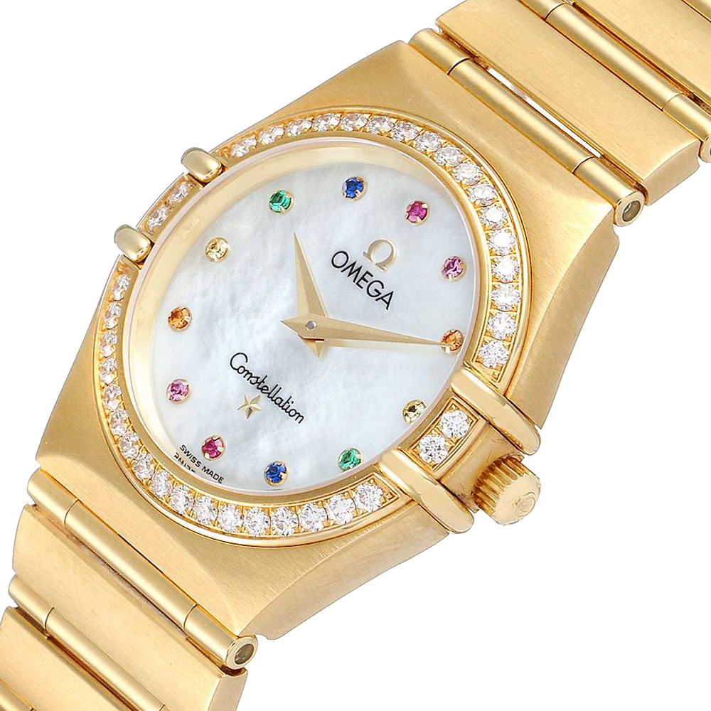 

Omega MOP Multi Stone 18K Yellow Gold Constellation Iris 1177.79.00 Women's Wristwatch 22.5 MM, White