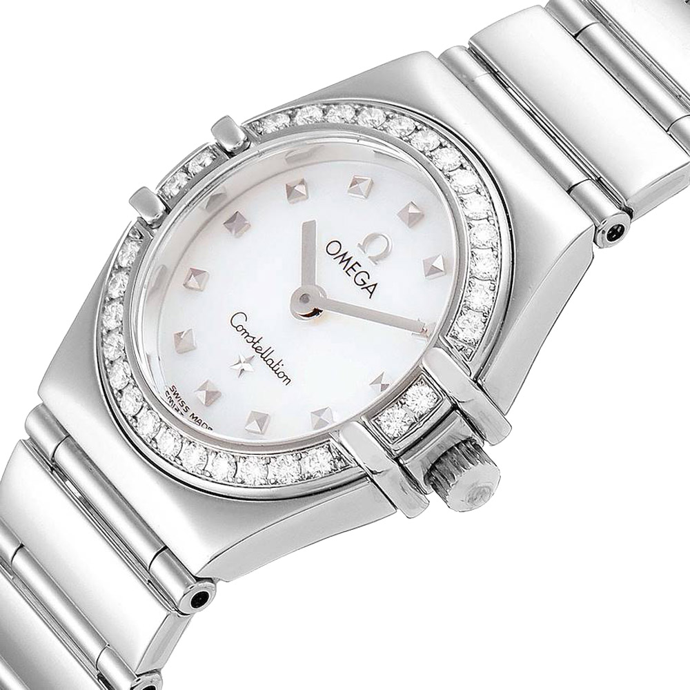 

Omega MOP Diamonds Stainless Steel Constellation My Choice Mini 1465.71.00 Women's Wristwatch 22.5 MM, White