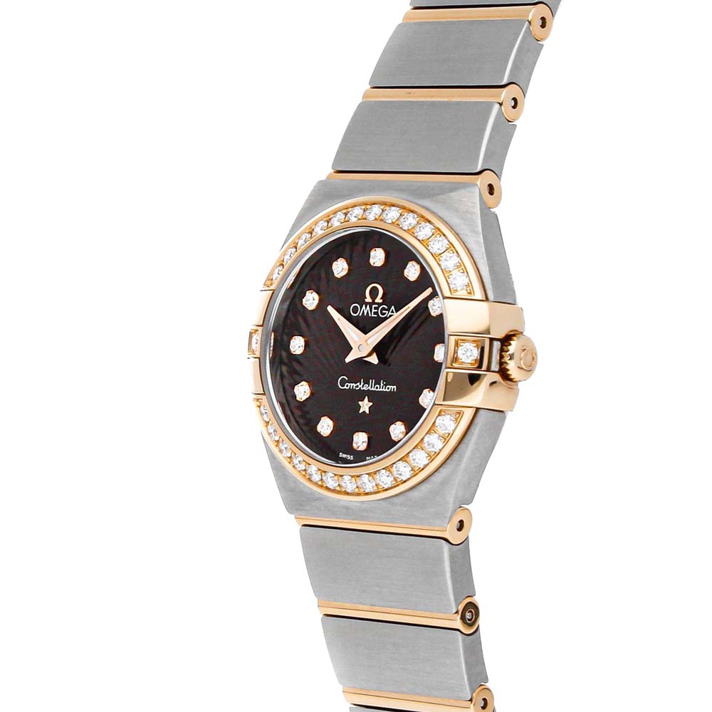 

Omega Brown Diamonds 18K Rose Gold And Stainless Steel Constellation 123.25.24.60.63.001 Women's Wristwatch 24 MM