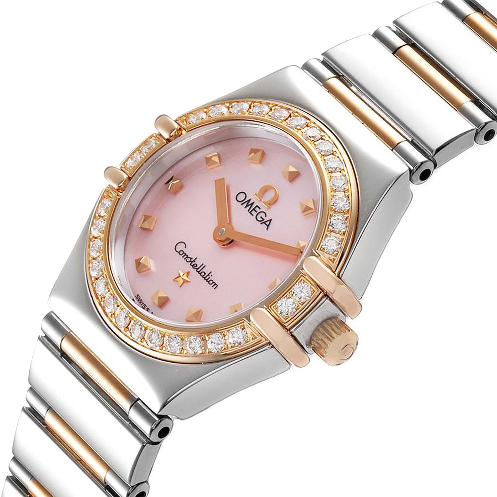 

Omega Pink MOP Diamonds 18k Rose Gold And Stainless Steel Constellation 1365.71.00 Men's Wristwatch 22.5 MM