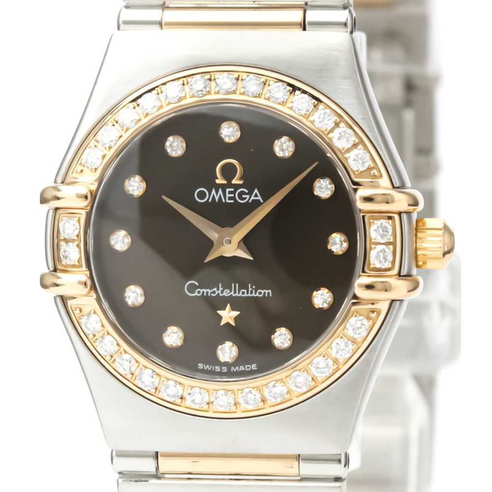 

Omega Brown Diamonds 18k Rose Gold And Stainless Steel Constellation 1358.60 Quartz Women's Wristwatch 22 MM