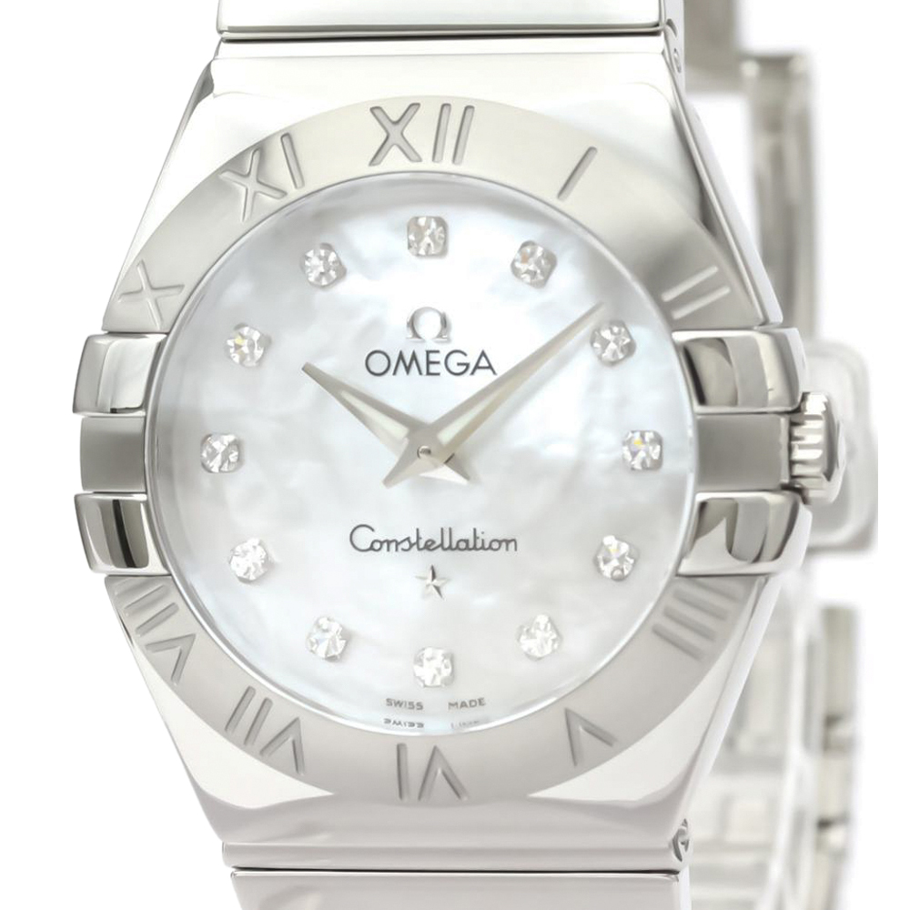 

Omega MOP Diamonds Stainless Steel Constellation 123.10.27.60.55.002 Quartz Women's Wristwatch 27 MM, White