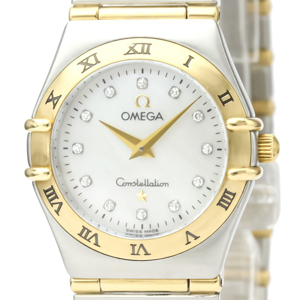 

Omega MOP Diamonds 18k Yellow Gold And Stainless Steel Constellation 1272.75 Quartz Women's Wristwatch 25 MM, White