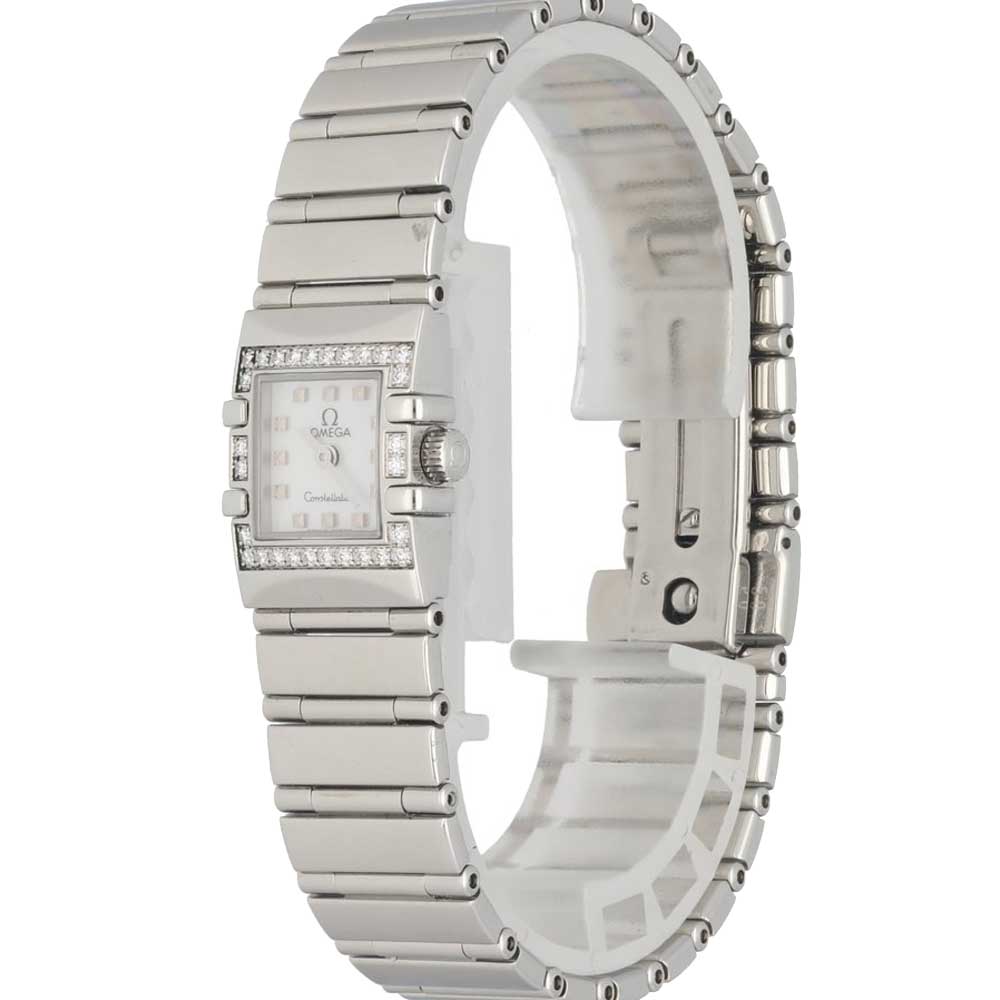 

Omega MOP Diamonds Stainless Steel Constellation Quadra Mini 1537.71.00 Women's Wristwatch 17 MM, White