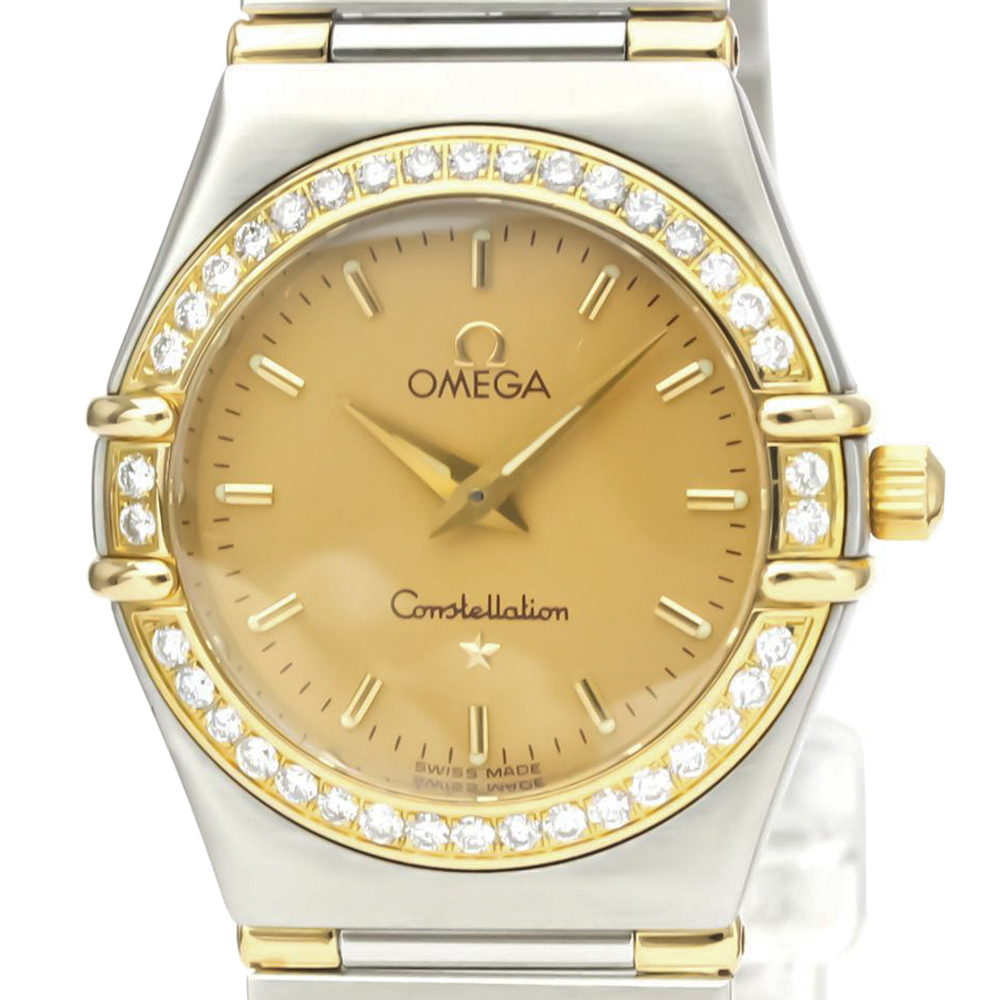 

Omega Champagne Diamonds 18k Yellow Gold And Stainless Steel Constellation 1377.10 Women's Wristwatch 25 MM