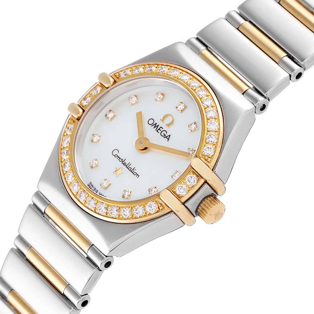 

Omega MOP Diamonds 18K Yellow Gold And Stainless Steel Constellation 1365.75.00 Women's Wristwatch 22.5 MM, White