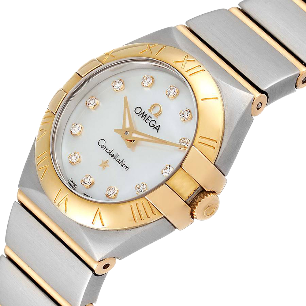 

Omega MOP Diamonds 18K Rose Gold And Stainless Steel Constellation 123.20.24.60.55.001 Women's Wristwatch 24 MM, White
