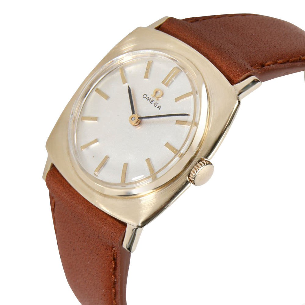 

Omega Silver 14K Yellow Gold Dress PB2543 Women's Wristwatch 27 MM