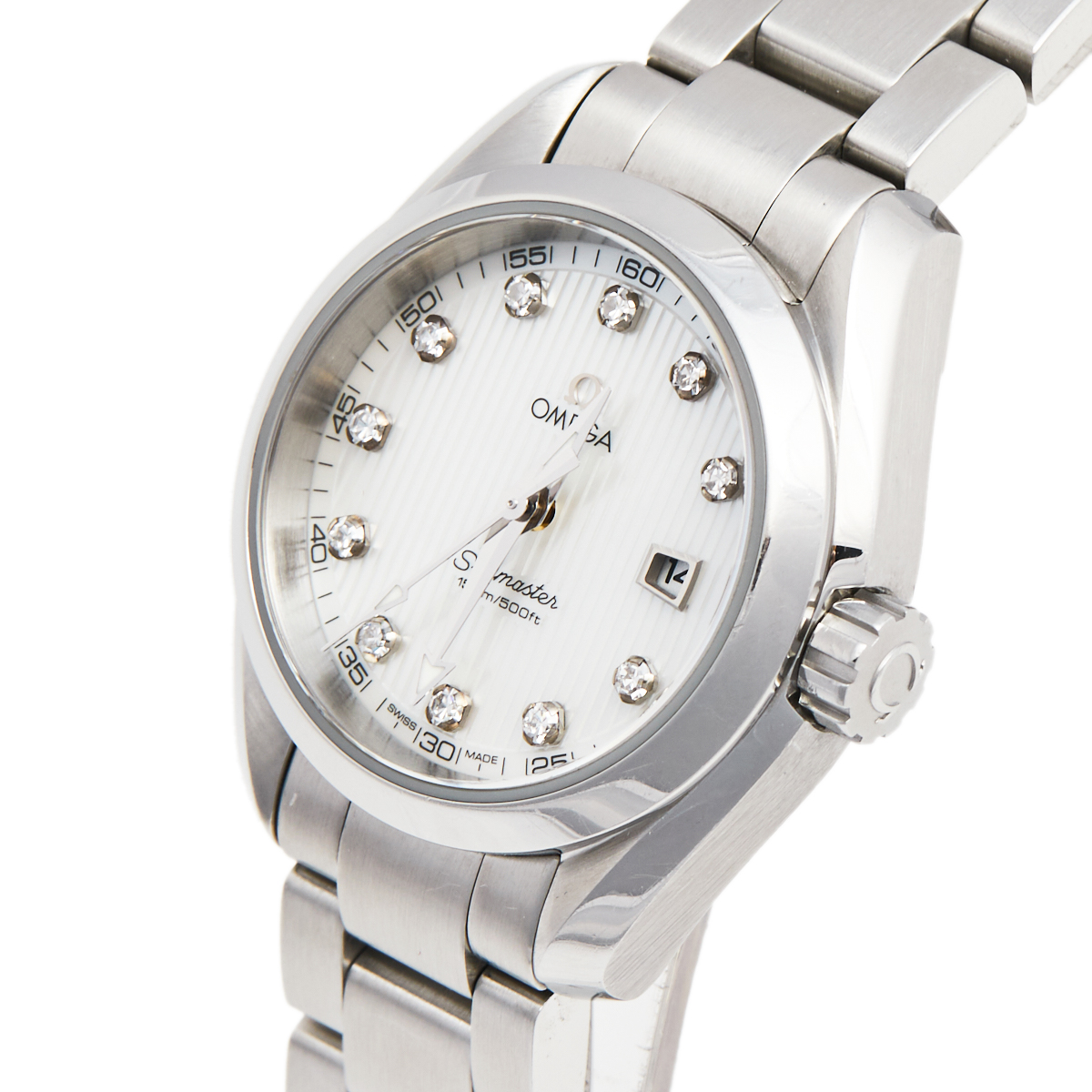 

Omega Mother of Pearl Stainles Steel Diamond Seamaster, Silver