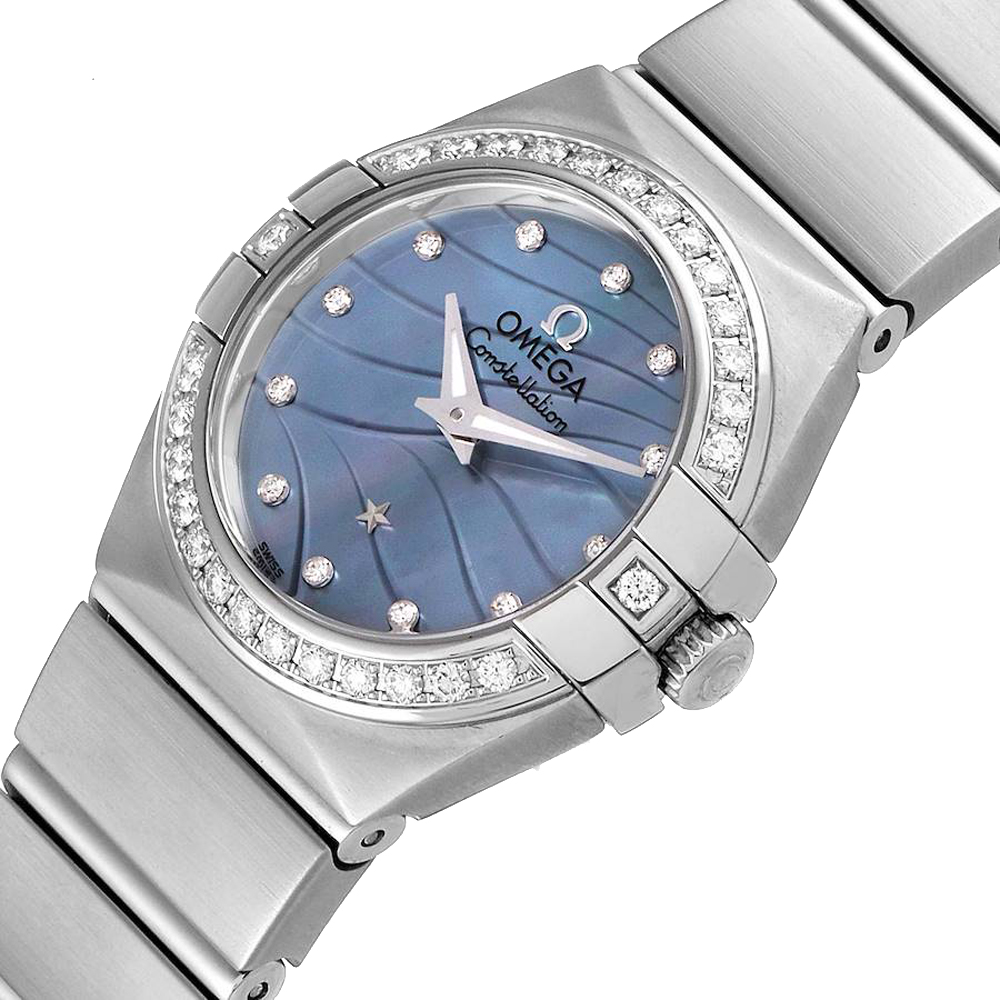 

Omega Blue MOP Stainless Steel Diamond Constellation Quartz 123.15.24.60.57.001 Women's Wristwatch