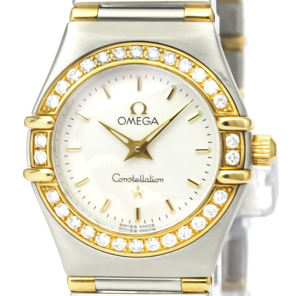 

Omega Silver Diamonds 18k Yellow Gold And Stainless Steel Constellation 1367.30 Quartz Women's Wristwatch 22 MM