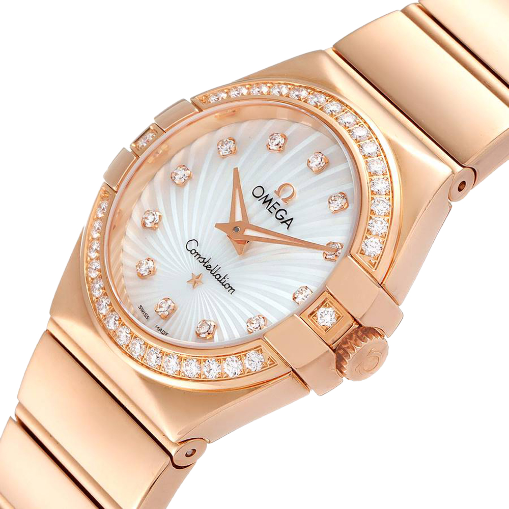 

Omega MOP 18K Rose Gold Constellation Diamond 123.55.24.60.55.005 Women's Wristwatch, White