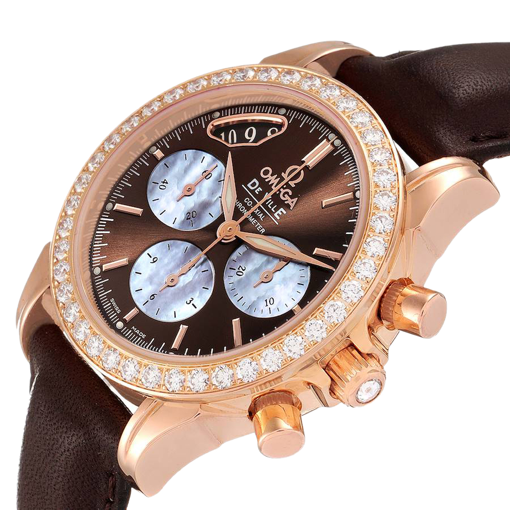 

Omega Brown 18K Rose Gold Diamond DeVille Co-Axial 4677.60.37 Women's Wristwatch