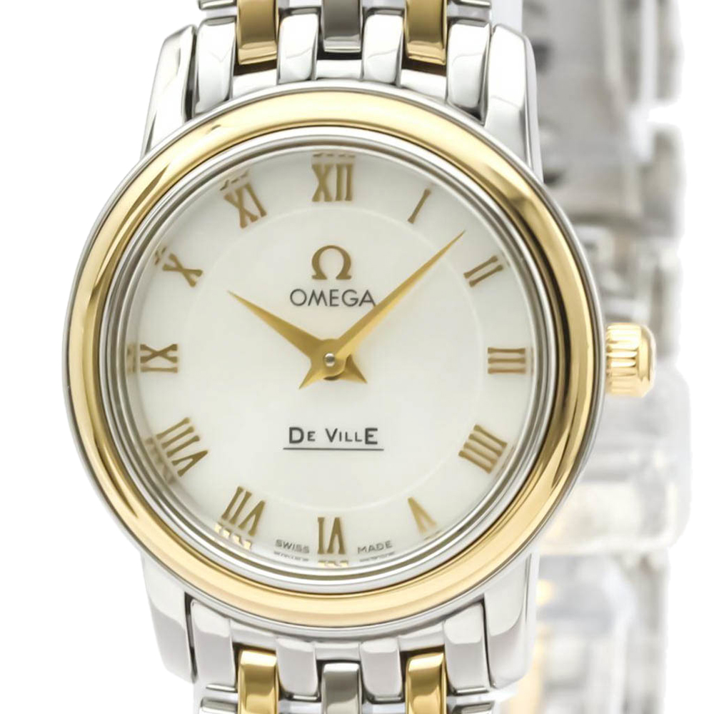 

Omega MOP 18K Yellow Gold And Stainless Steel De Ville Prestige 4370.71 Women's Wristwatch 22 MM, White