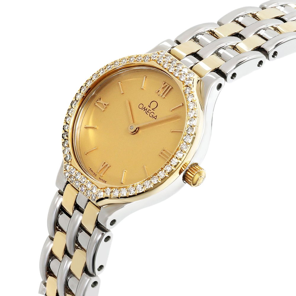 

Omega Champagne 18K Yellow Gold Stainelss Steel Diamond DeVille 4265.13.00 Women's Wristwatch