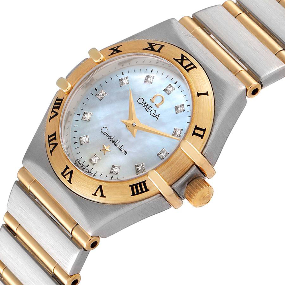 

Omega MOP Diamonds 18K Yellow Gold And Stainless Steel Constellation 1262.75.00 Women's Wristwatch 22.5 MM, White