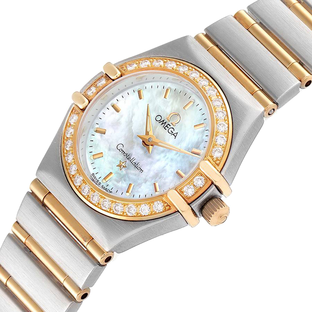 

Omega MOP Diamonds 18K Yellow Gold And Stainless Steel Constellation 1267.70.00 Women's Wristwatch 22.5 MM, White