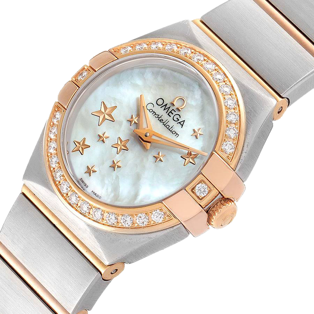 

Omega MOP Diamonds 18K Rose Gold And Stainless Steel Constellation Star 123.25.24.60.05.002 Women's Wristwatch 24 MM, White