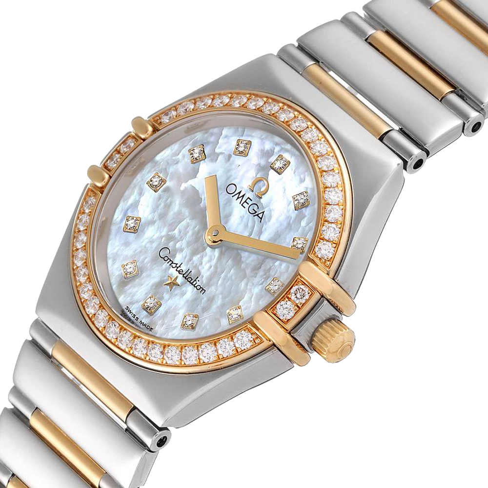 

Omega MOP 18K Rose Gold Diamond Stainless Steel Constellation My Choice Women's Wristwatch, White