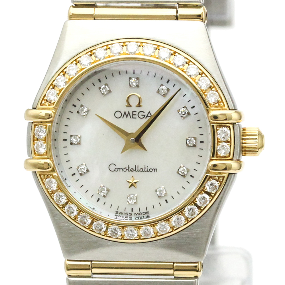 

Omega MOP Diamonds 18K Yellow Gold And Stainless Steel Constellation 1267.75 Women's Wristwatch 22 MM, White