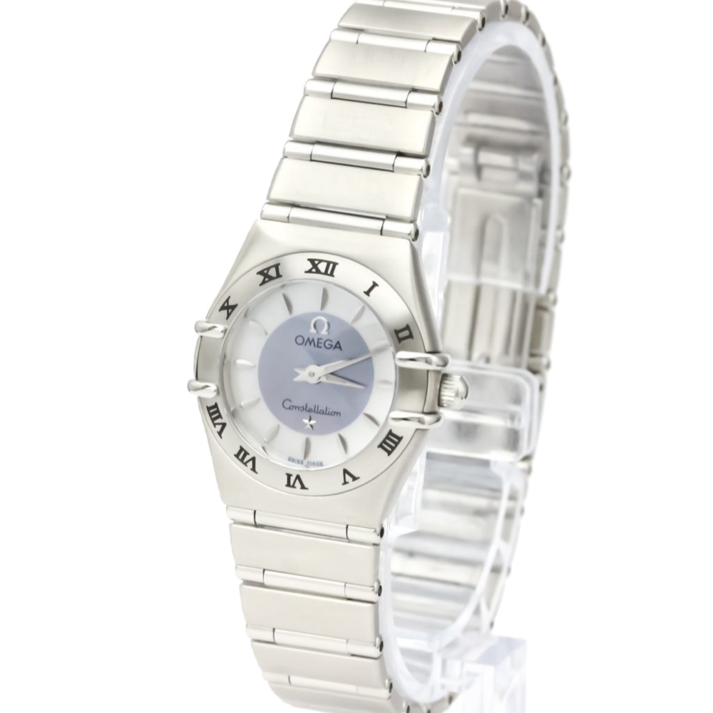 Pre Owned Omega Blue MOP Stainless Steel Constellation 1562.84 Quartz Women's Wristwatch 22 MM