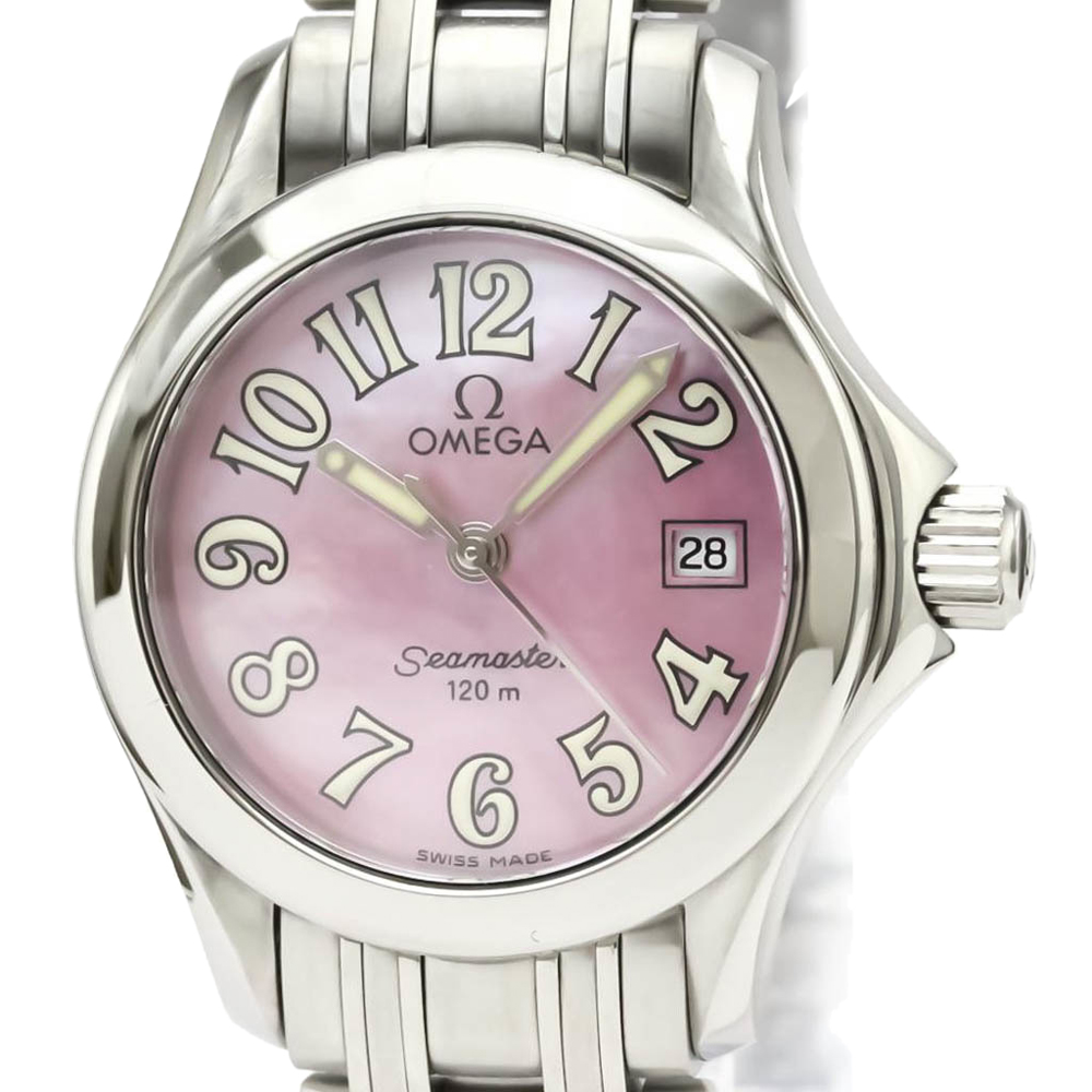 

Omega Pink MOP Stainless Steel Seamaster 120M Quartz 2581.66 Women's Wristwatch 26 MM