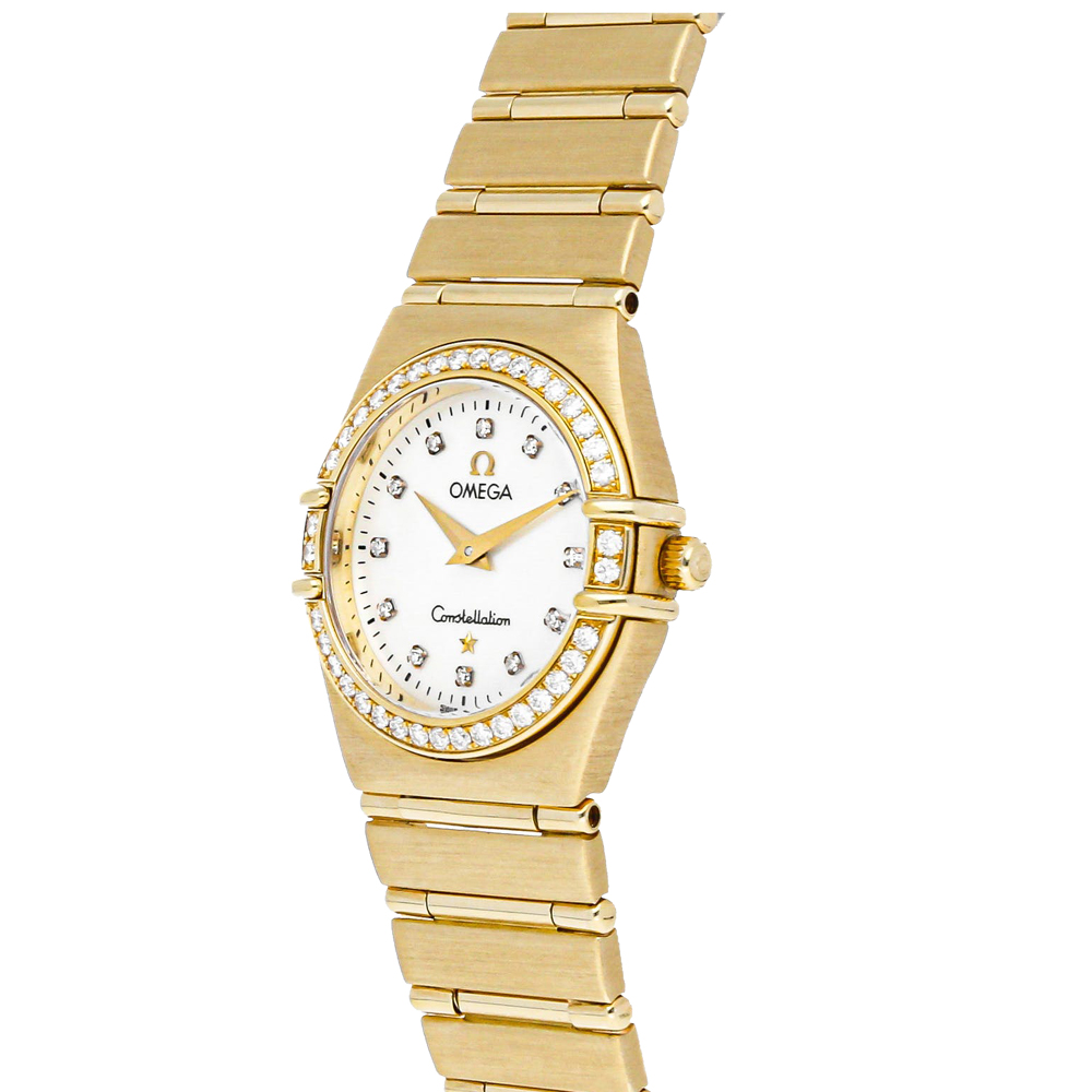 

Omega Silver Diamonds 18K Yellow Gold Constellation 95 1177.75.00 Women's Wristwatch 25 MM