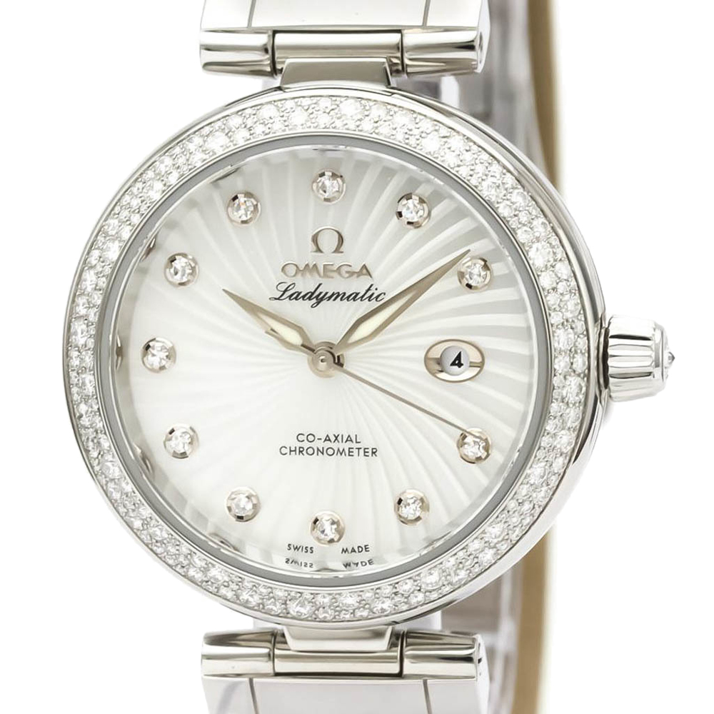 

Omega Silver Diamonds Stainless Steel De Ville Ladymatic Automatic 425.38.34.20.55.001 Women's Wristwatch 34 MM